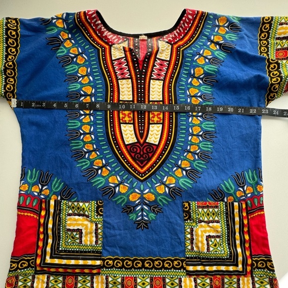 Dashiki Mens Top With Pockets Size Small 100% Cotton - Picture 7 of 7